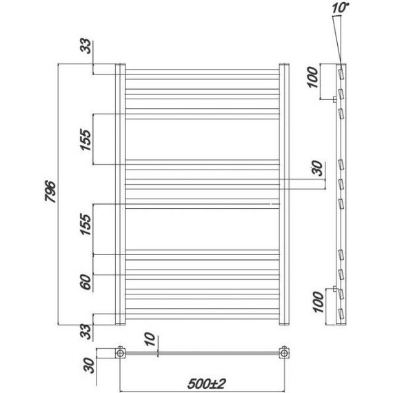 Полотенцесушитель водяной Ravak Degree П10 500х800 мм X04000083681 - фото 4