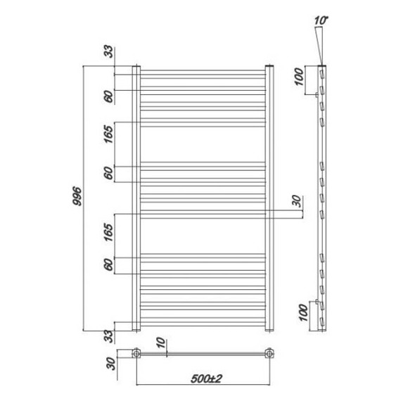 Полотенцесушитель водяной Ravak Degree П13 500х1000 мм X04000083682 - фото 4