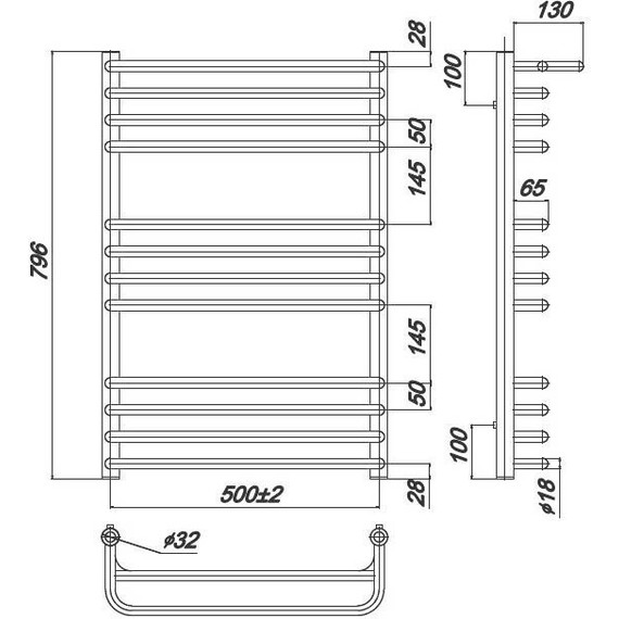 Полотенцесушитель водяной Ravak Optima П12 500х800 мм X04000083685 - фото, картинка 4 Полотенцесушитель водяной Ravak Optima П12 500х800 мм X04000083685 - фото 4