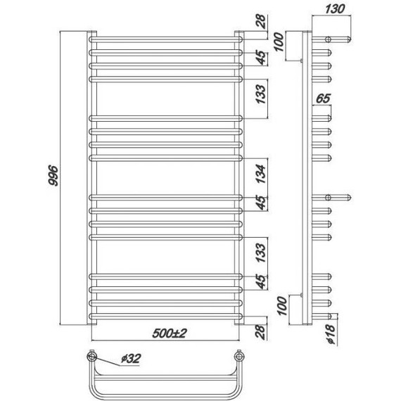 Полотенцесушитель водяной Ravak Optima П16 500х1000 мм X04000083686 - фото 5