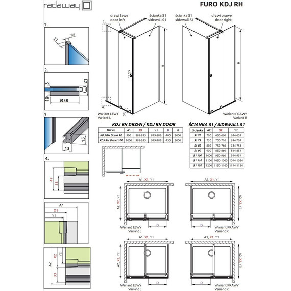 Душевое ограждение Radaway Furo Black KDJ RH 90х120 см R (стекло 8 мм), черный/прозрачное - фото 5