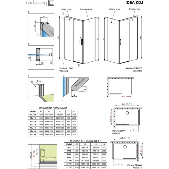 Душевое ограждение Radaway Idea Gold KDJ 120х90 см R, золото/прозрачное - фото 7