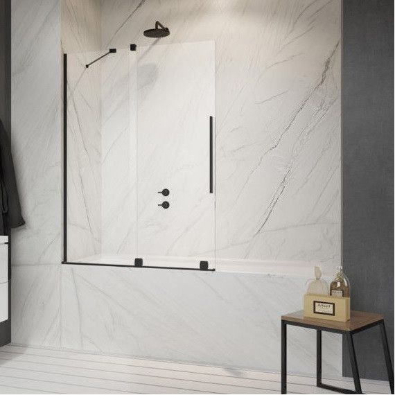 Шторка для ванны Radaway Furo Black PND II 170 см 10109888-54-01L (стекло 8 мм), черный/прозрачное - фото 