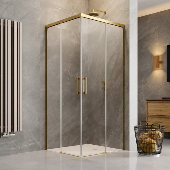 Душевое ограждение Radaway Idea Gold KDD 100х100 см, золото/прозрачное - фото 
