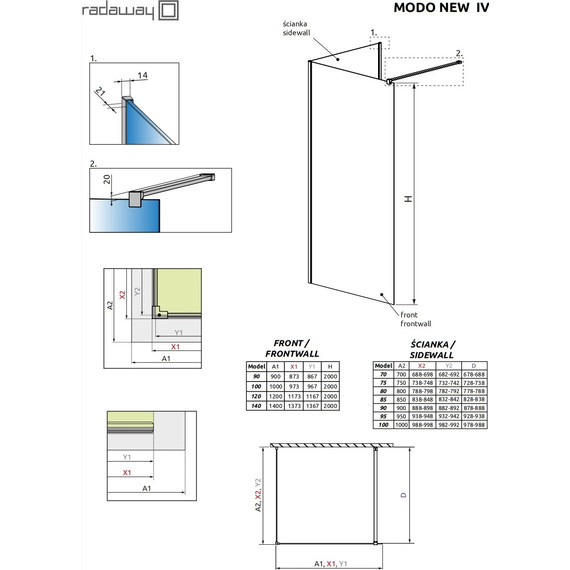 Душевое ограждение Radaway Modo New Black IV 90х90 см (стекло 8 мм), черный/прозрачное - фото 3
