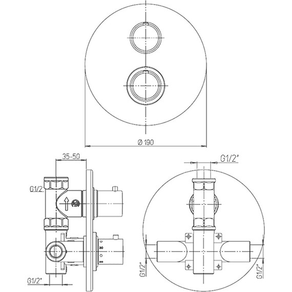 Смеситель для душа с термостатом Paini Cox 78PZ690TH, черный - фото 3