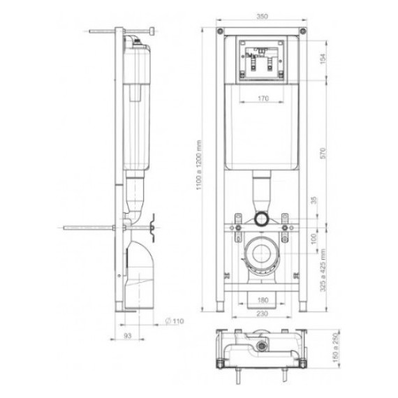 Инсталляция с подвесным унитазом Cersanit Delfi (кнопка хром глянцевый) - фото 11