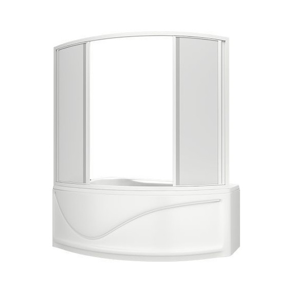 Шторка для ванны Bas Николь 1600х1450 мм, белый/матовое (пластик) - фото, картинка 2 Шторка для ванны Bas Николь 1600х1450 мм, белый/матовое (пластик) - фото 2