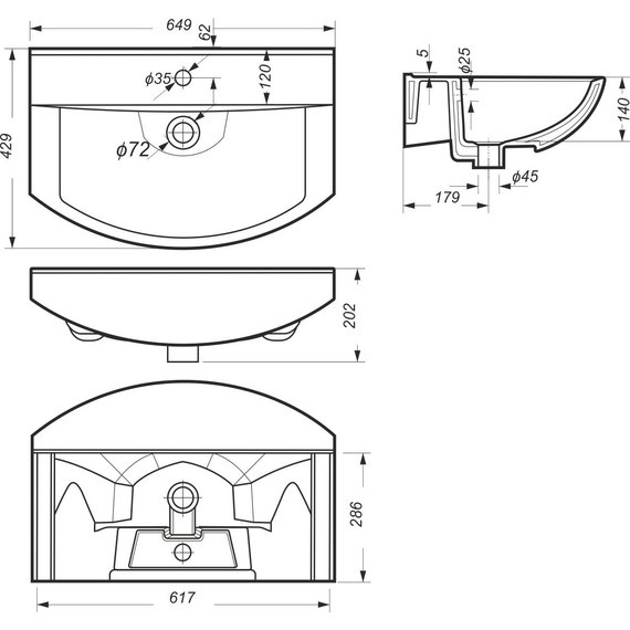 Раковина врезная на столешницу Sanita Luxe Fest WB.FN/Fest/60-C/WHT.G/S1 60 см - фото 7