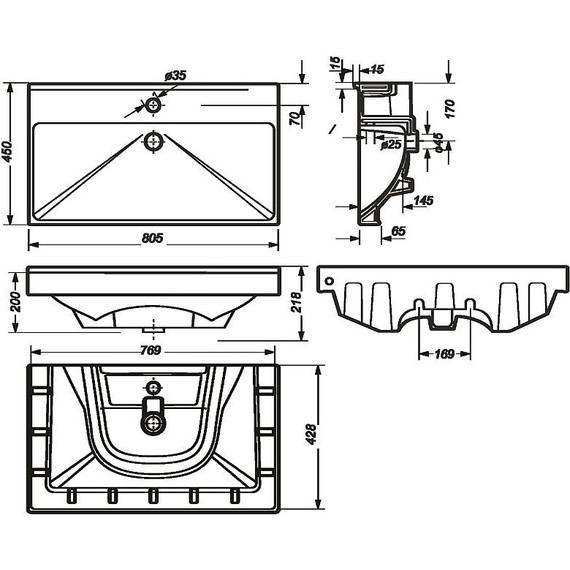 Раковина врезная на столешницу Sanita Luxe Fest WB.FN/Fest/80-C/WHT.G/S1 80 см - фото 8