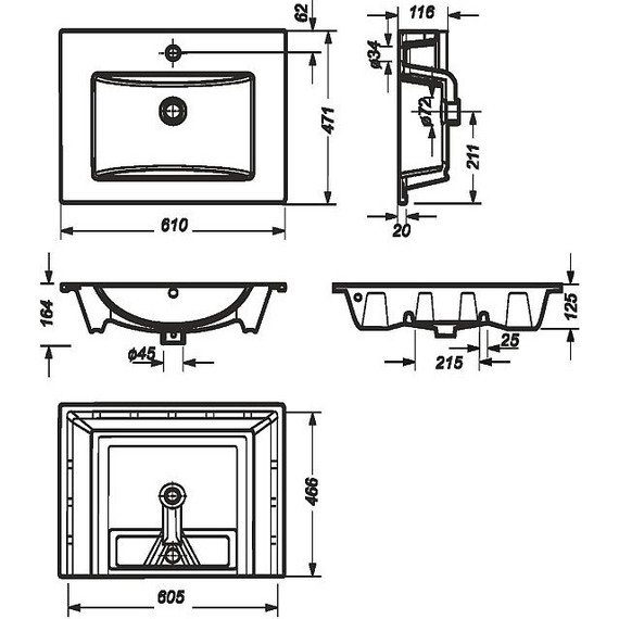Раковина врезная Sanita Luxe QUADRO 60 см WB.FN/Quadro/60-C/WHT.G/S1 - фото, картинка 6 Раковина врезная Sanita Luxe QUADRO 60 см WB.FN/Quadro/60-C/WHT.G/S1 - фото 6