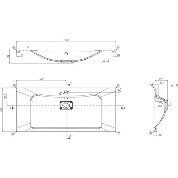 Раковина врезная Акватон Брук 100 см 1A71333KBC010 - фото, картинка 3 Раковина врезная Акватон Брук 100 см 1A71333KBC010 - фото 3