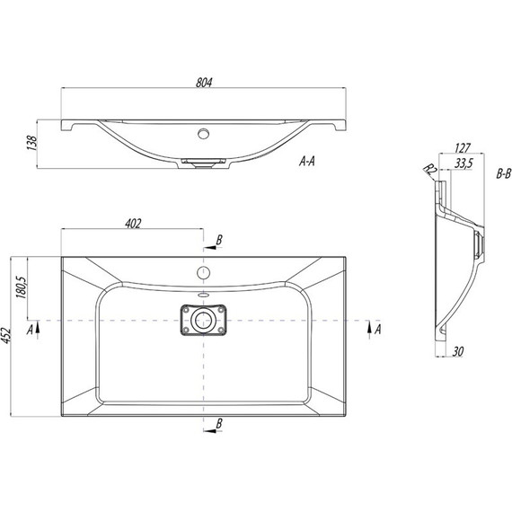 Раковина врезная Акватон Брук 80 см 1A71453KBC010 - фото 3