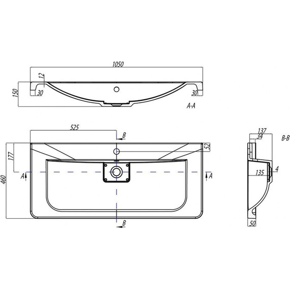 Раковина врезная на столешницу Акватон Шерилл 105 см 1A71323KSH010 - фото 4