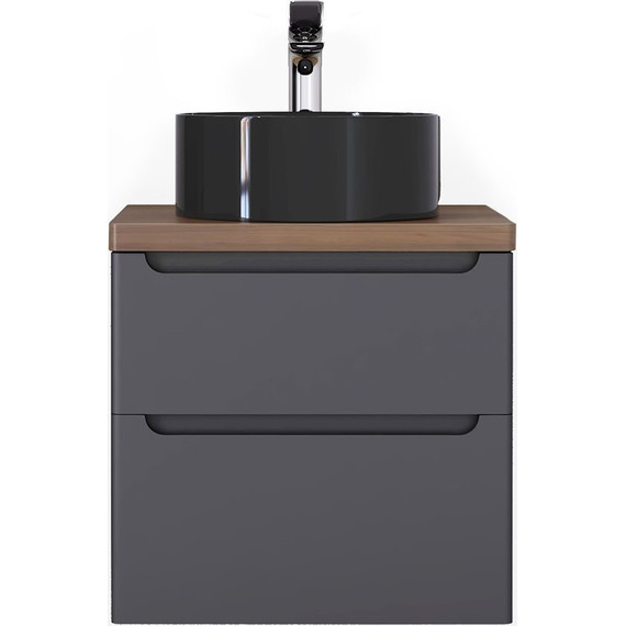Тумба подвесная с тёмной столешницей Jorno Wood 60 см Wood.01.60/P/GR, серый - фото 