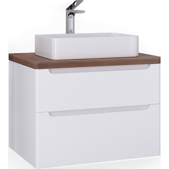 Тумба подвесная с тёмной столешницей Jorno Wood 80 см Wood.01.80/P/W, белый - фото 