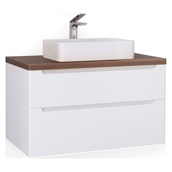 Тумба подвесная с тёмной столешницей Jorno Wood 100 см Wood.01.100/P/W, белый - фото 