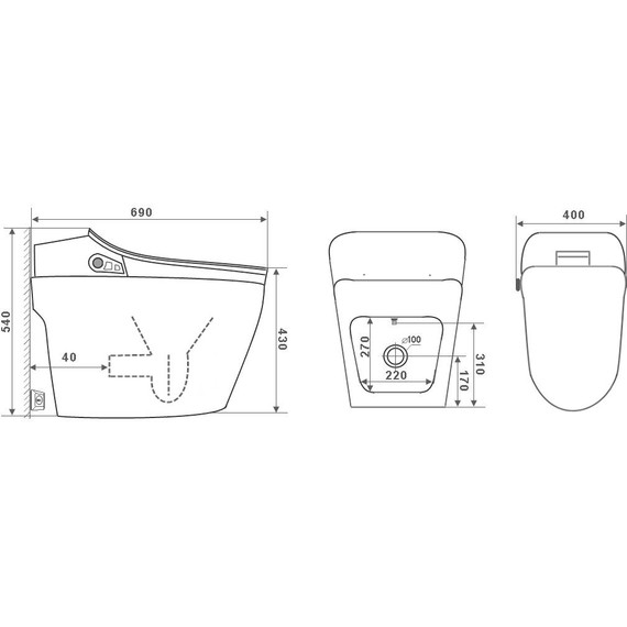 Унитаз-биде приставной безободковый импульсный электронный Timo TE-721 с крышкой микролифт - фото 6