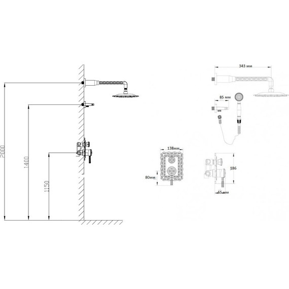 Душевая система для душа Bronze de Luxe Windsor 10138DF, бронза - фото 3