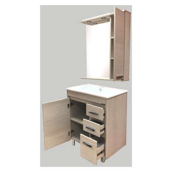 Зеркало-шкаф Comforty Марио 75 см, сосна лоредо - фото 6