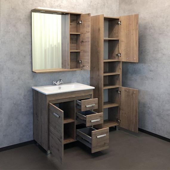 Тумба напольная с раковиной Comforty Марио 75 см, дуб тёмный - фото 6