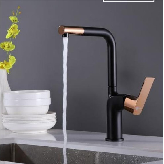 Смеситель для кухни Lemark Ursus LM7205BLR, черный/розовое золото - фото 2