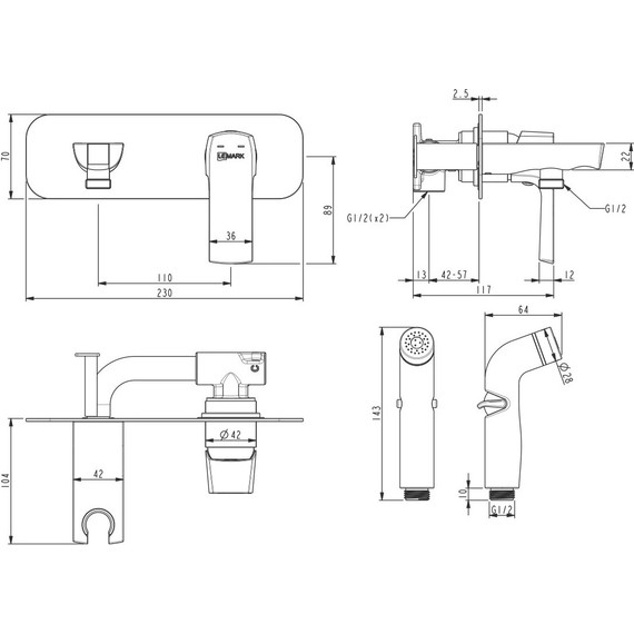 Набор для гигиенического душа Lemark Ursus LM7220BL, черный - фото 2