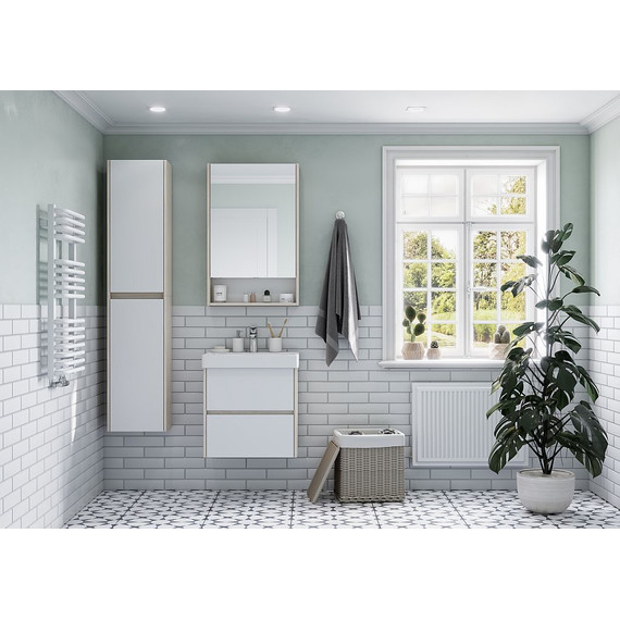 Зеркало-шкаф Акватон Сканди 55 см 1A252102SDB20, белый/дуб верона - фото 5