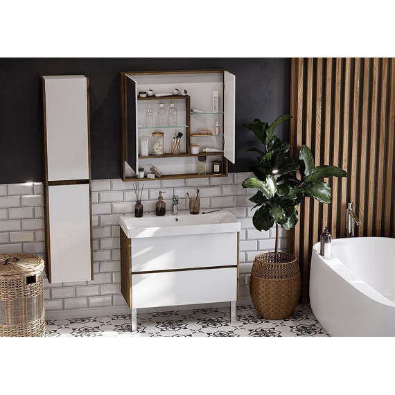 Зеркало-шкаф Акватон Сканди 70 см 1A252202SDZ90, белый/дуб рустикальный - фото, картинка 6 Зеркало-шкаф Акватон Сканди 70 см 1A252202SDZ90, белый/дуб рустикальный - фото 6