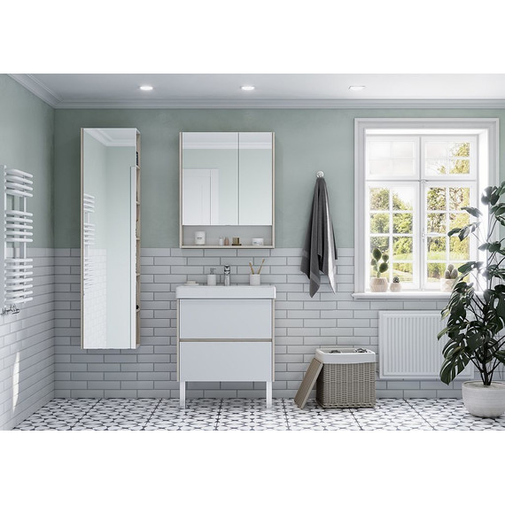 Зеркало-шкаф Акватон Сканди 70 см 1A252202SDB20, белый/дуб верона - фото 5