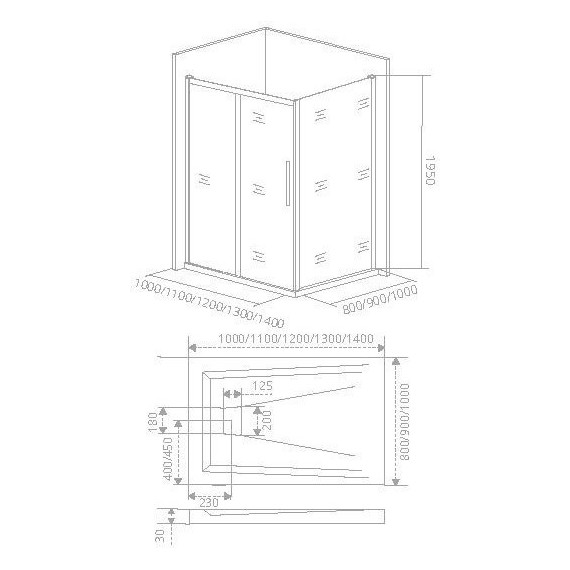 Душевое ограждение Bas Idea WTW-130-C-CH+SP-90-C-CH 130х90 см, хром/прозрачное - фото 3