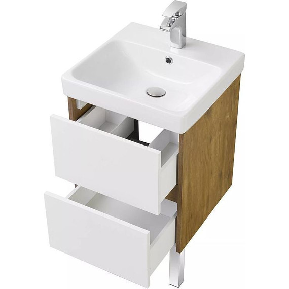 Тумба подвесная с раковиной Акватон Сканди 45 см 1A2516K0SDZ90, белый/дуб рустикальный - фото, картинка 6 Тумба подвесная с раковиной Акватон Сканди 45 см 1A2516K0SDZ90, белый/дуб рустикальный - фото 6