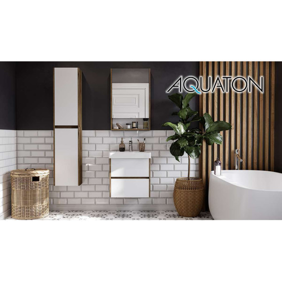 Шкаф подвесной Акватон Сканди 35 см 1A255003SDZ90, белый/дуб рустикальный - фото 5