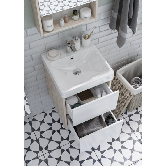 Тумба подвесная с раковиной Акватон Сканди 45 см 1A2516K0SDB20, белый/дуб верона - фото, картинка 6 Тумба подвесная с раковиной Акватон Сканди 45 см 1A2516K0SDB20, белый/дуб верона - фото 6