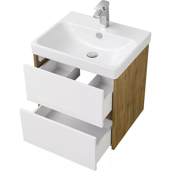 Тумба подвесная с раковиной Акватон Сканди 55 см 1A2517K0SDZ90, белый/дуб рустикальный - фото, картинка 5 Тумба подвесная с раковиной Акватон Сканди 55 см 1A2517K0SDZ90, белый/дуб рустикальный - фото 5