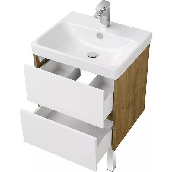 Тумба подвесная с раковиной Акватон Сканди 55 см 1A2517K0SDZ90, белый/дуб рустикальный - фото, картинка 6 Тумба подвесная с раковиной Акватон Сканди 55 см 1A2517K0SDZ90, белый/дуб рустикальный - фото 6