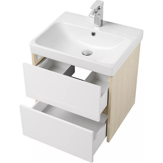 Тумба подвесная с раковиной Акватон Сканди 55 см 1A2517K0SDB20, белый/дуб верона - фото 5