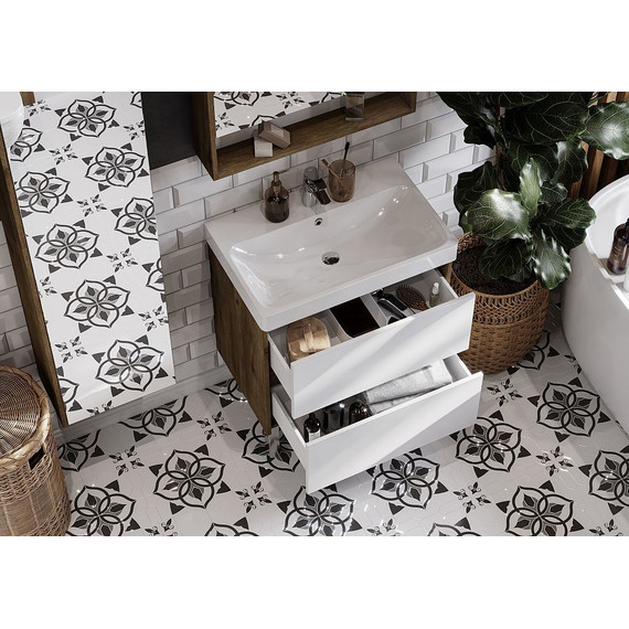 Тумба подвесная с раковиной Акватон Сканди 70 см 1A2518K0SDZ90, белый/дуб рустикальный - фото, картинка 9 Тумба подвесная с раковиной Акватон Сканди 70 см 1A2518K0SDZ90, белый/дуб рустикальный - фото 9