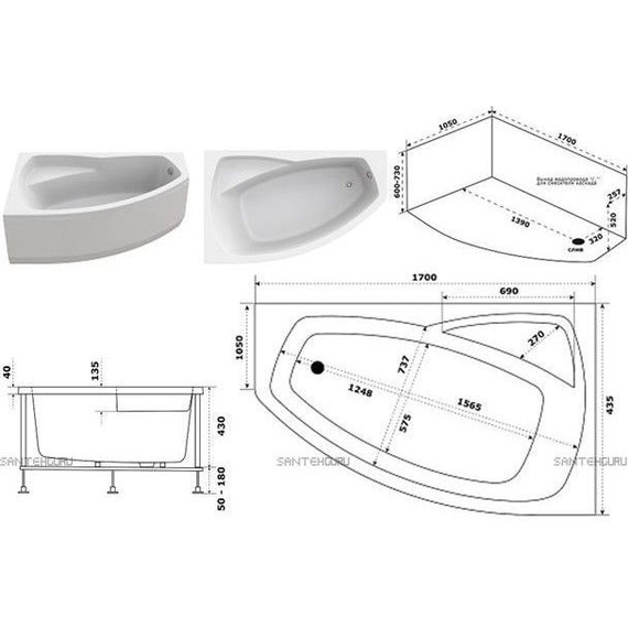Панель фронтальная Bas Камея 170 см L - фото 2