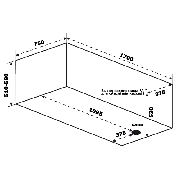 Ванна акриловая Bas Толедо 170х75 см (на каркасе) - фото 6