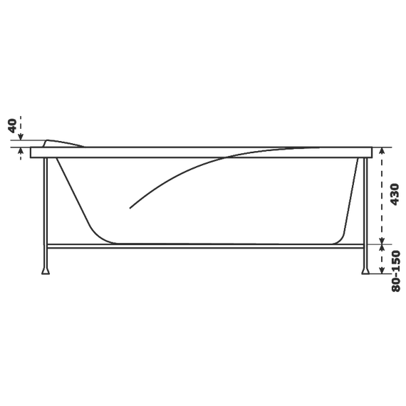 Ванна акриловая Bas Толедо 170х75 см (на каркасе) - фото 7