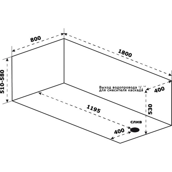Ванна акриловая Bas Кварта 180х80 см (на каркасе) - фото 5