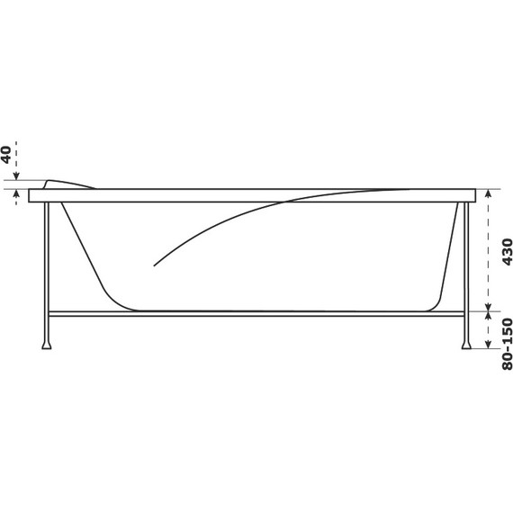Ванна акриловая Bas Кварта 180х80 см (на каркасе) - фото 6