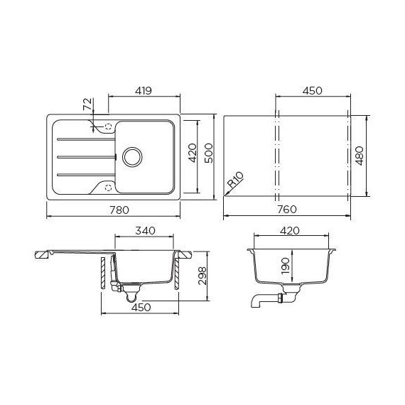 Кухонная мойка Schock Formhaus 45D 700938, лунный камень - фото 3