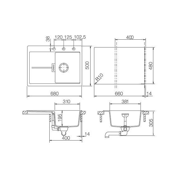 Кухонная мойка Schock Horizont 40D Small 700650, пуро - фото 2