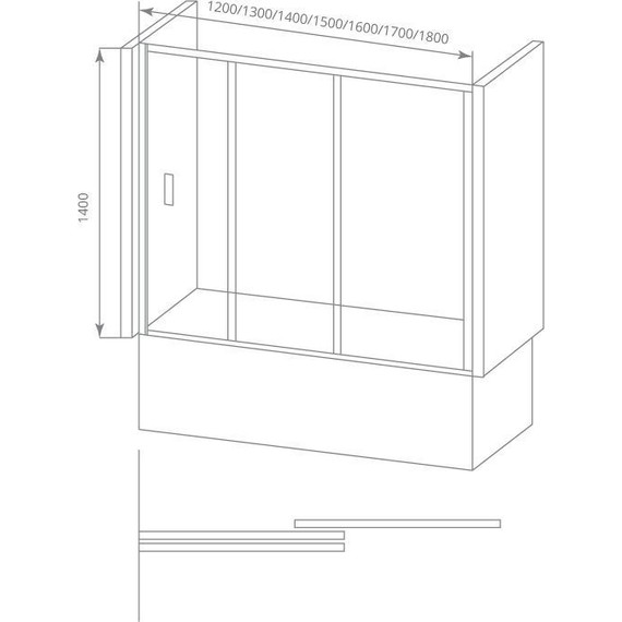 Шторка для ванны Bas Screen WTW-130-C-CH 1300х1400 мм, хром/прозрачное - фото 4