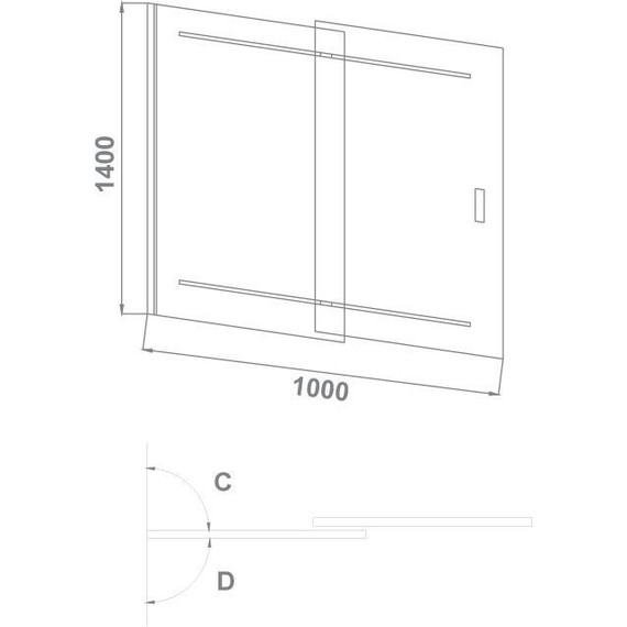 Шторка для ванны Bas Screen SL-100-C-B 1000х1400 мм, чёрный/прозрачное - фото, картинка 2 Шторка для ванны Bas Screen SL-100-C-B 1000х1400 мм, чёрный/прозрачное - фото 2