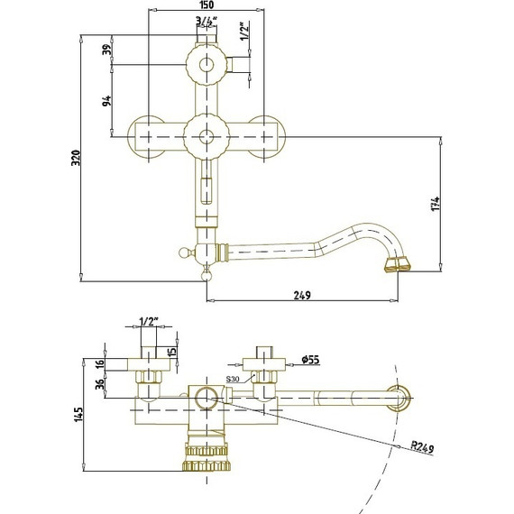 Душевая стойка Bronze de Luxe Windsor 10120DF/1, бронза - фото 4