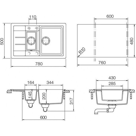 Кухонная мойка Schock Aster 60D 700762, саббиа - фото 3