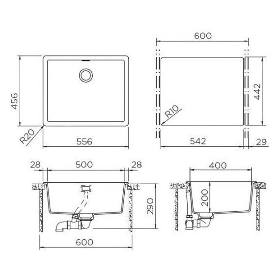 Кухонная мойка Schock Brooklyn 60 700996, баварский камень - фото 4